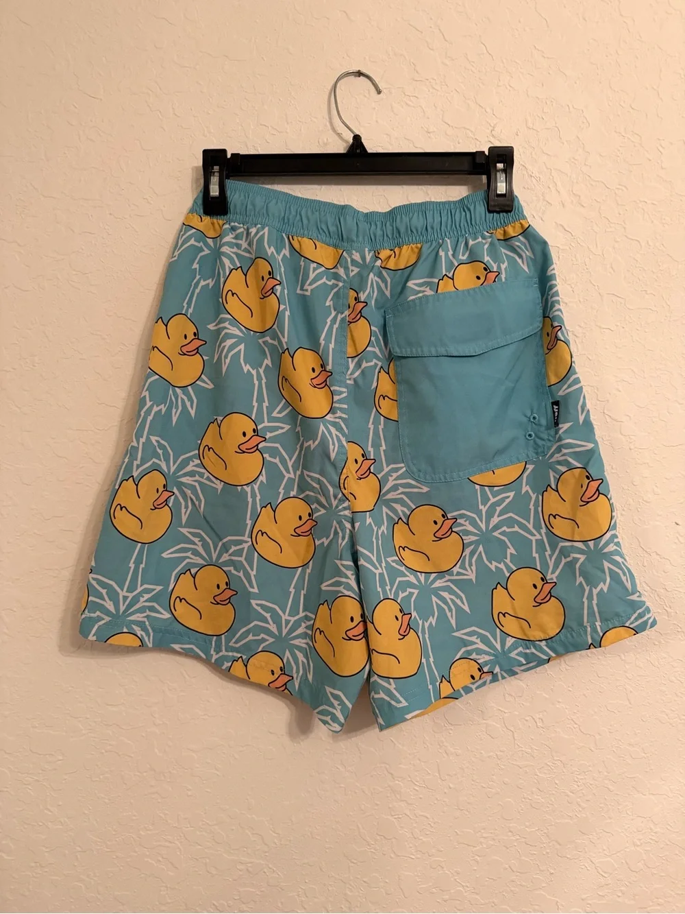Neff Men’s Large Rubber Duck Swim Trunks Blue Yellow Novelty Board Shorts
